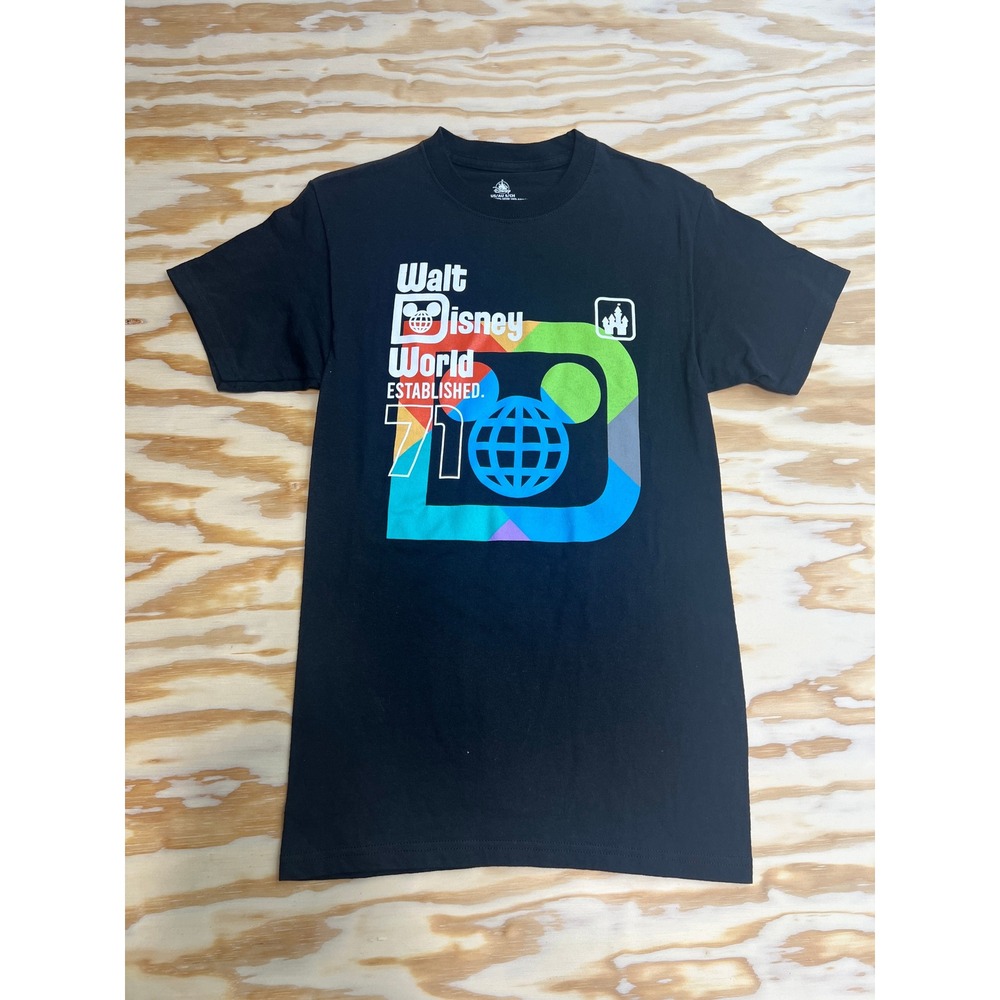Walt Disney World 71 Established Graphic T-Shirt Black Small Retro Logo Tee